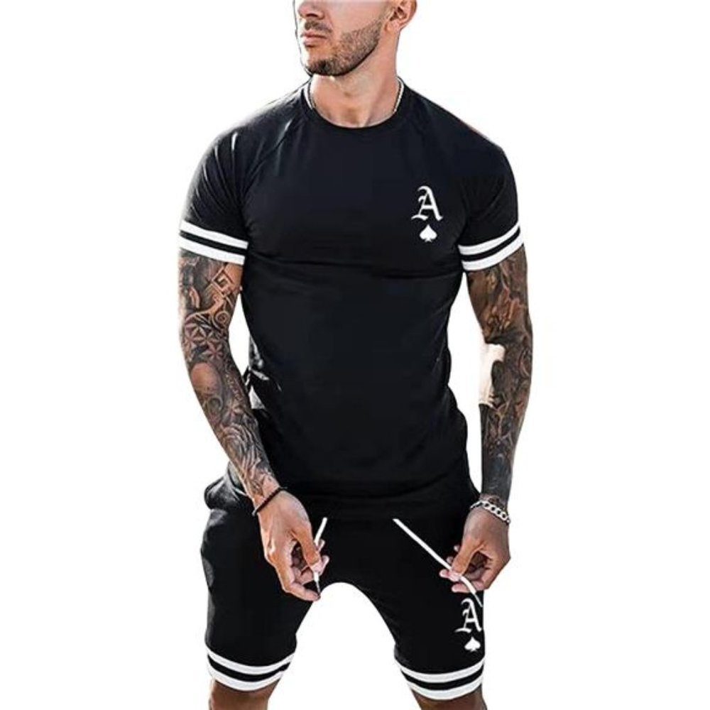 NEW Men's Casual Two Piece Short Sleeve Tracksuit